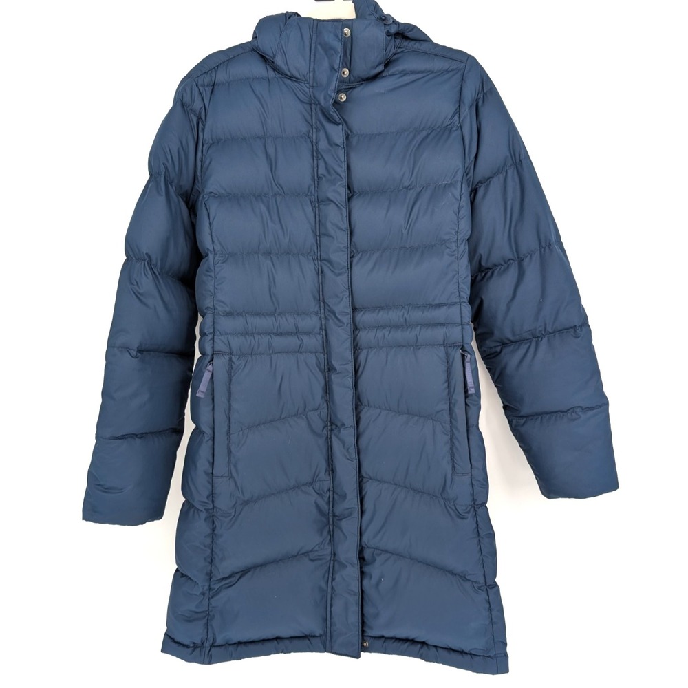 L.L.Bean Navy 850 DownTech Hooded Puffer Coat Mid Length Medium Outdoor Packable